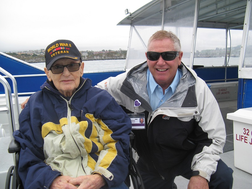 WWII Vet Vincent and David on whale-watching boat