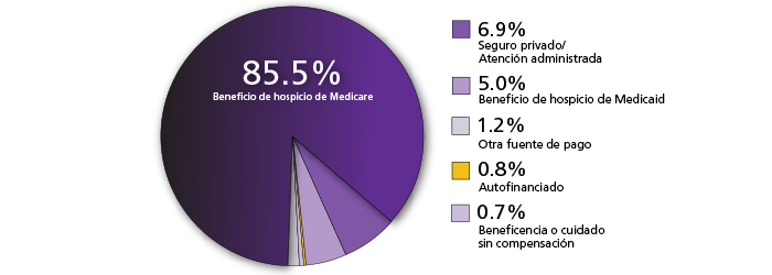 Un gráfico de torta donde se muestra quién paga el cuidado de hospicio