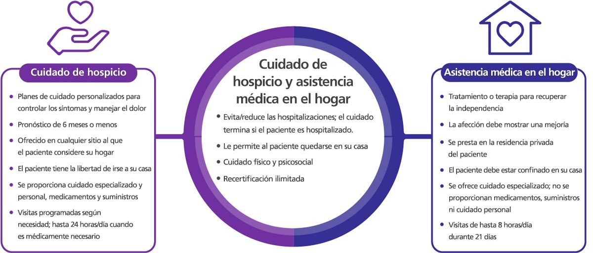 Similitudes y diferencias entre la asistencia médica en el hogar y el hospicio